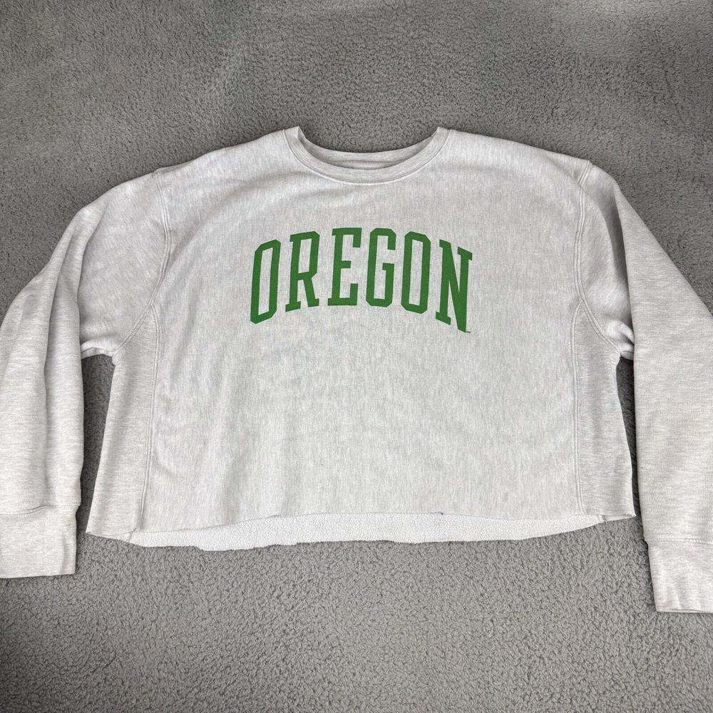 Oregon Ducks Champion‎ Reverse Weave Gray Crop Top Sweater Men's 3xl Y2k Boxy